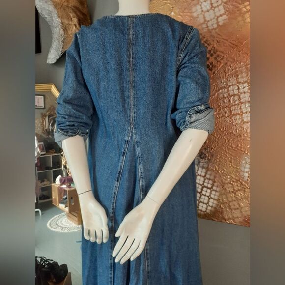 Zara Denim Long Sleeve Belted Coat/Wrap Dress - Picture 6 of 16
